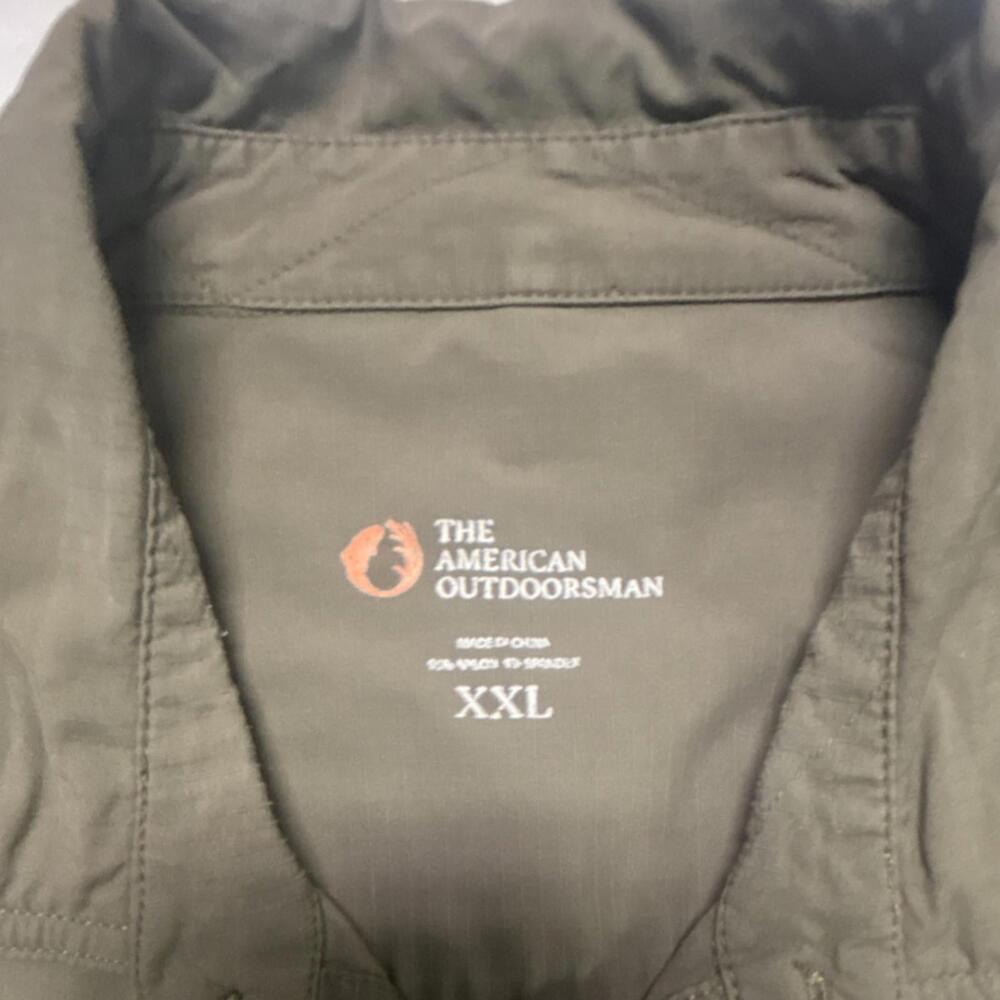 The American Outdoorsman Button-Up Shirt Olive Nylon Spandex XXL Long Sleeve - Picture 6 of 9